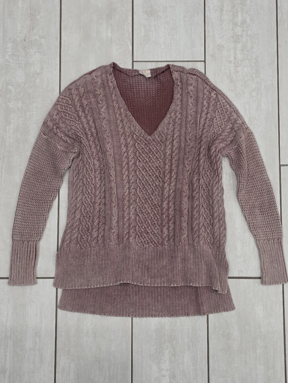 BY TOGETHER Mauve Cable Knit 100% Cotton Sweater S/M